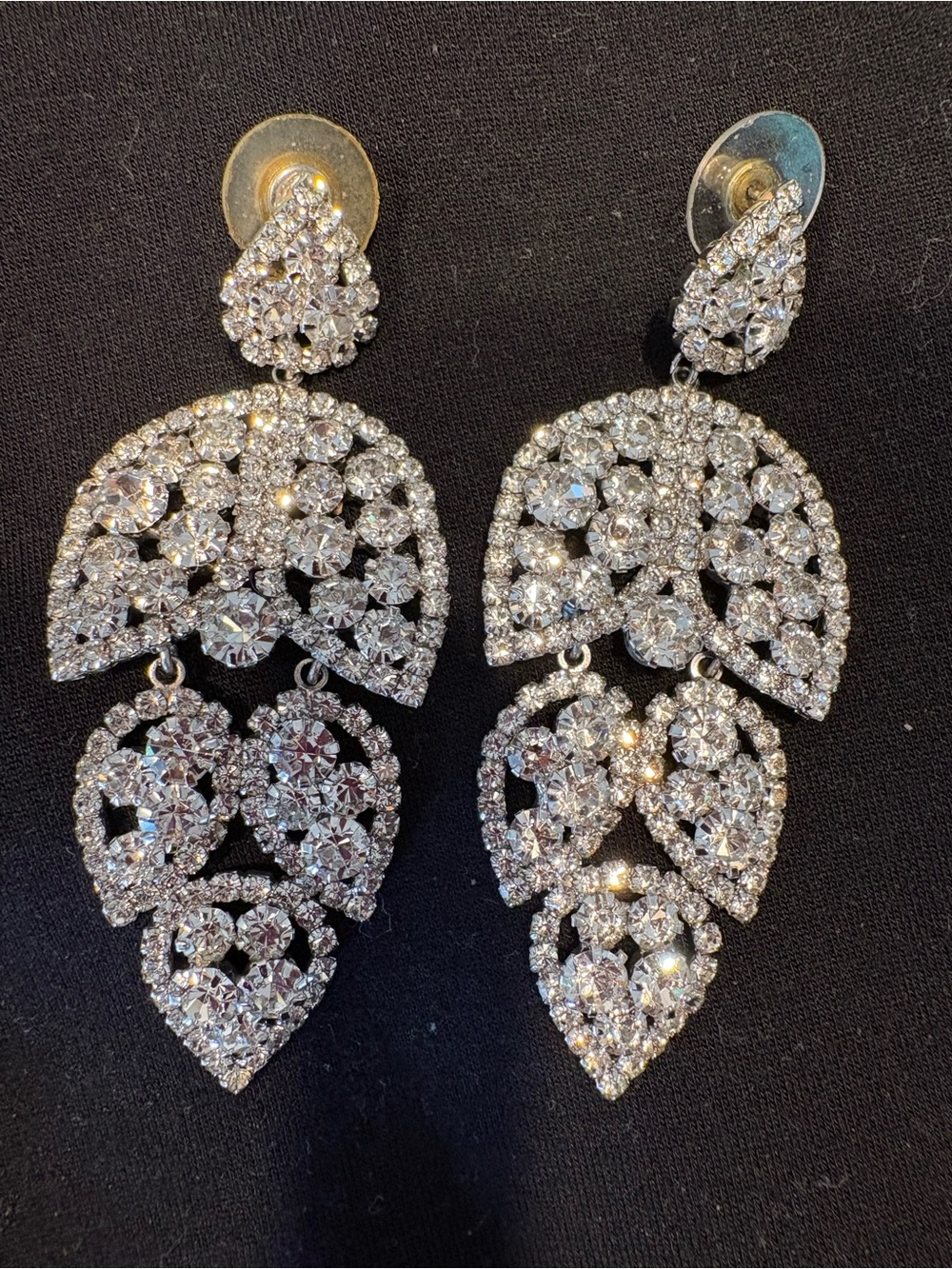 Crystal Drop Dangle Earrings in Silver Tone